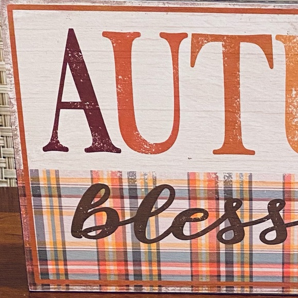 🍁🌟2xHP🌟NWOT Fall Decor Set: Plush Velvet Gobbler Turkey & Autumn Blessing Sign - Picture 10 of 13